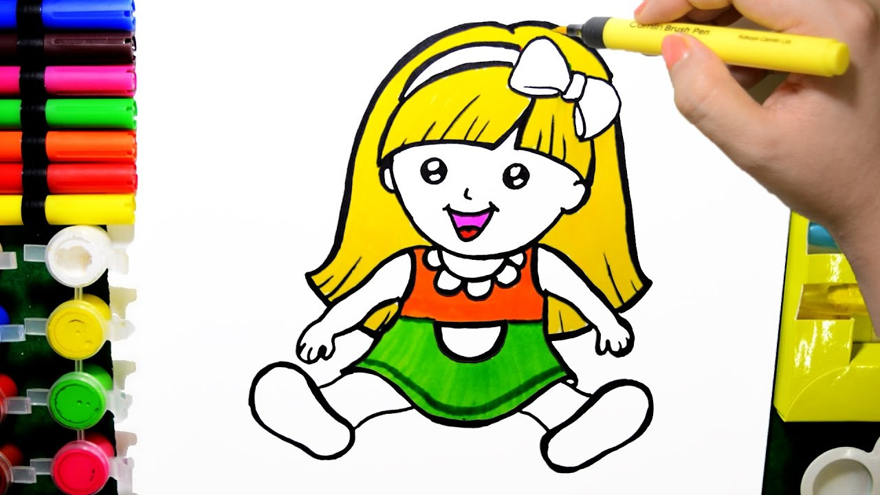 Child Coloring Clipart
 How to Draw Color Paint Cute Baby Doll Coloring Page and
