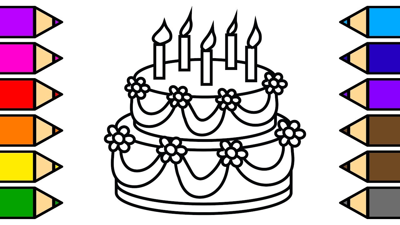 Child Coloring Clipart
 Colouring Birthday Cake w glitter paint