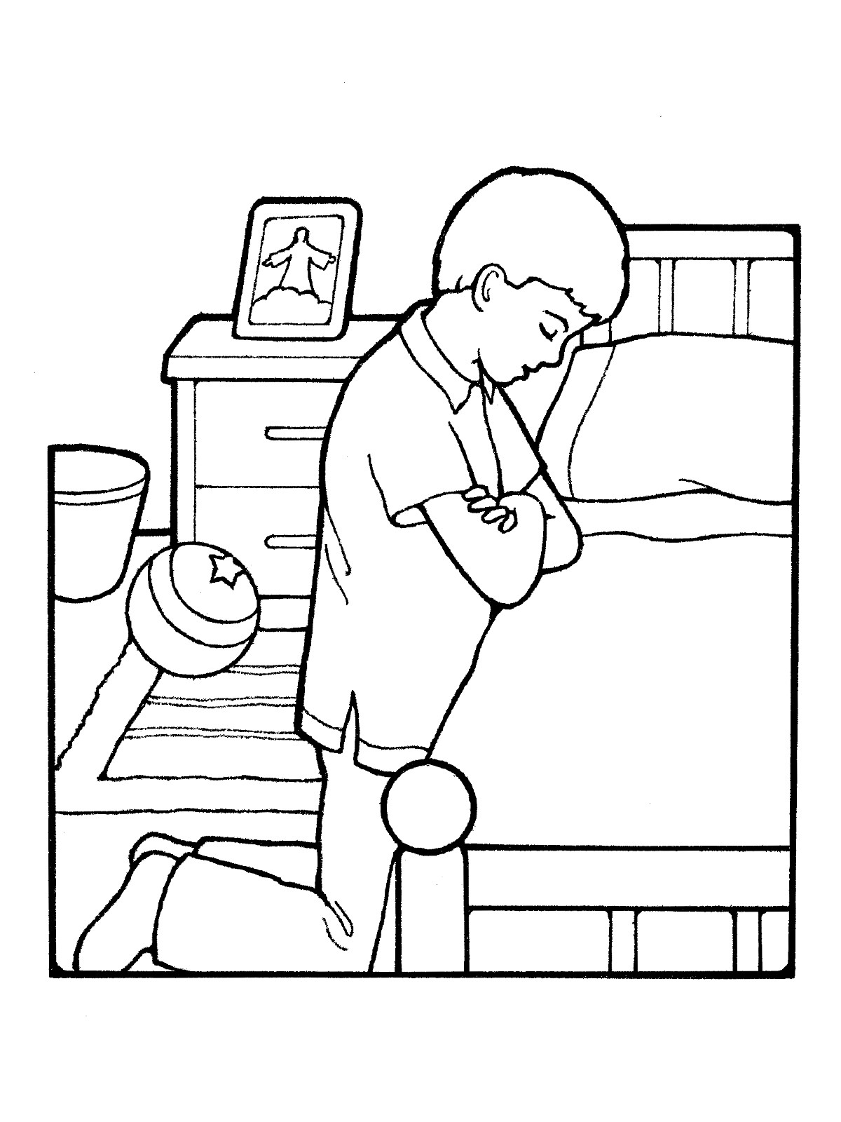 Child Coloring Clipart
 Boy Praying at Bedside