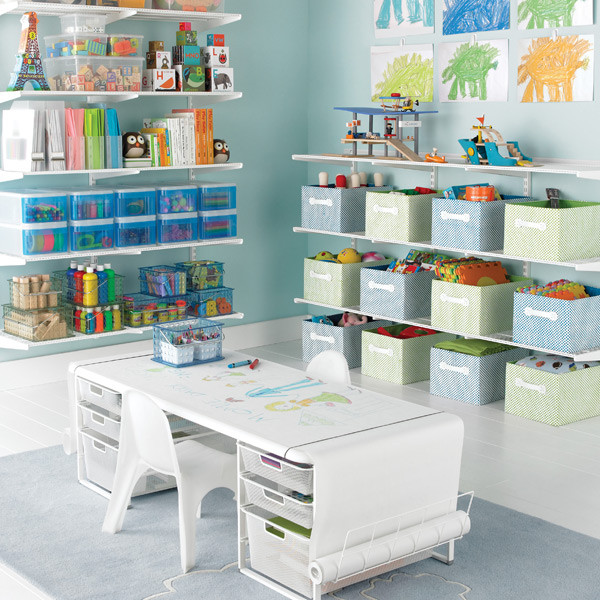 Children Desk With Storage
 White elfa Playroom & Kids Coloring Table