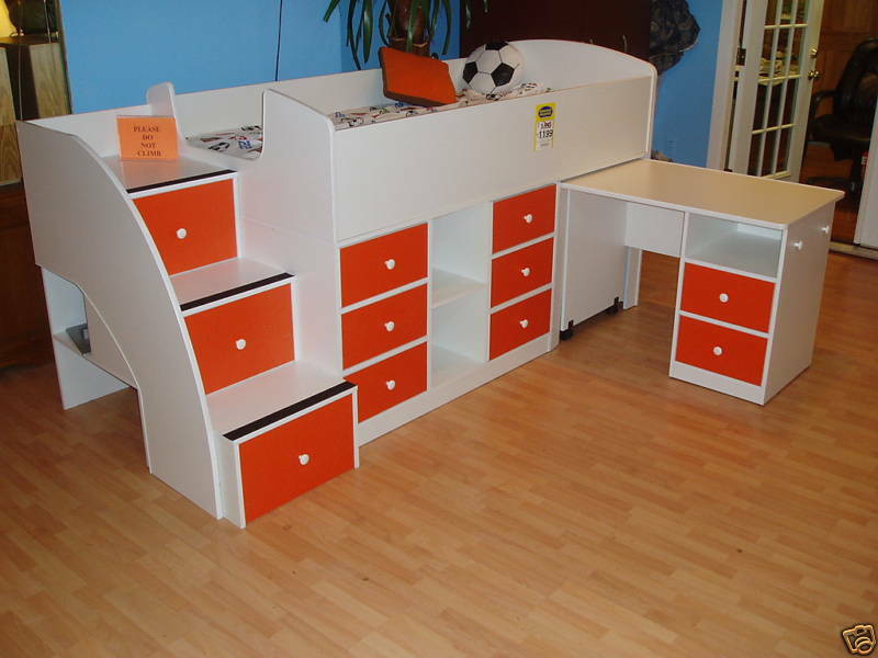 Children Desk With Storage
 Kid s Bed and Desk bo with Storage Captains Bed