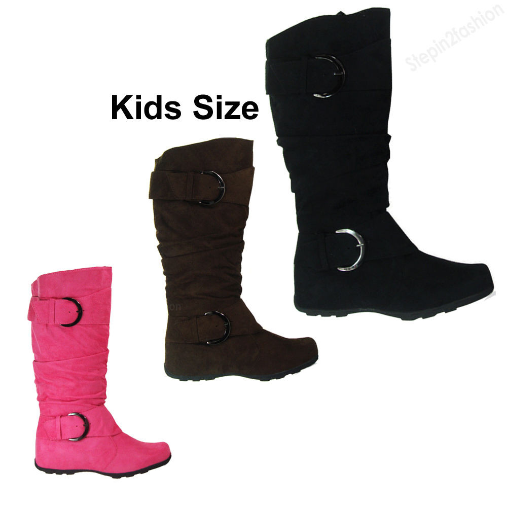 Children Fashion Boots
 Girls Kids Boots Knee High Faux Suede Flat Boot Fashion