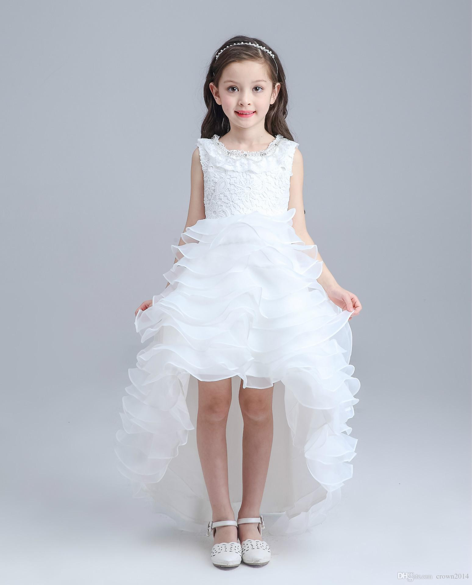 Children Party Dress
 White Princess Lace Children Flower Girl Dresses For