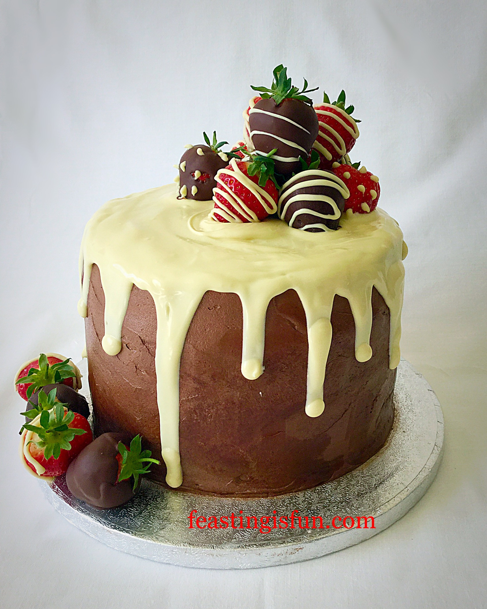 Chocolate Drip Cake
 Strawberry Chocolate Vanilla Drip Cake Feasting Is Fun
