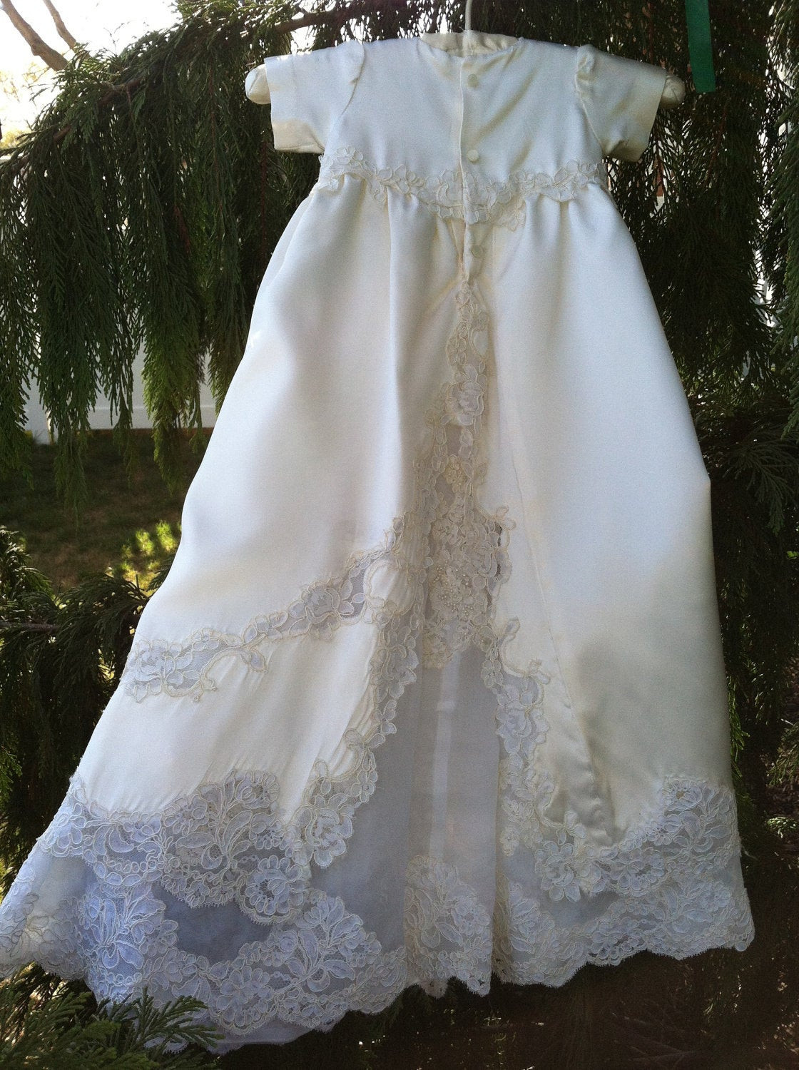 Christening Gown From Wedding Dress
 Christening Dress made from a Wedding Gown by SewMyDream