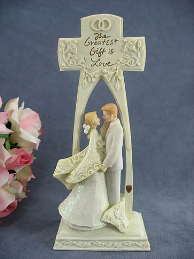 Christian Wedding Cake Toppers
 Foundations "The Greatest Gift is Love" Cross Wedding Cake