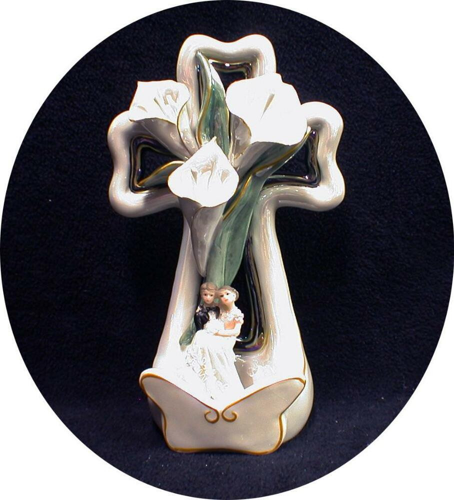 Christian Wedding Cake Toppers
 Calla LILY Cross Religious Wedding Cake Topper Top GOD