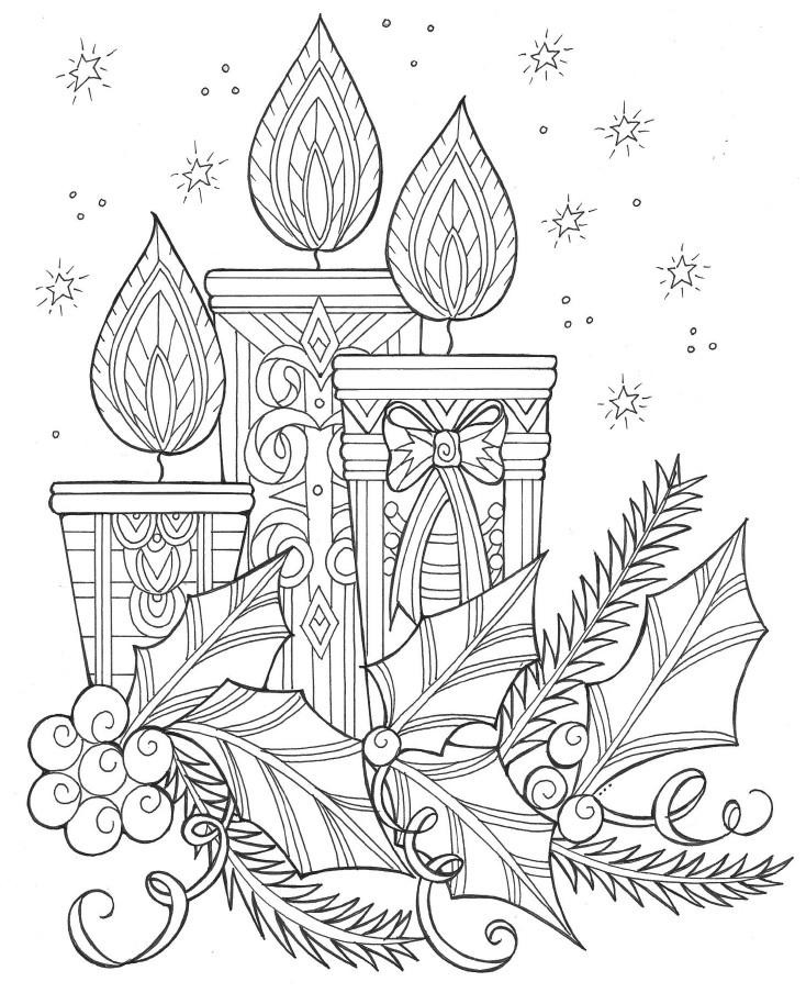 Christmas Coloring Pages Adults
 Enchanting Candles and Night Sky Christmas Coloring Page