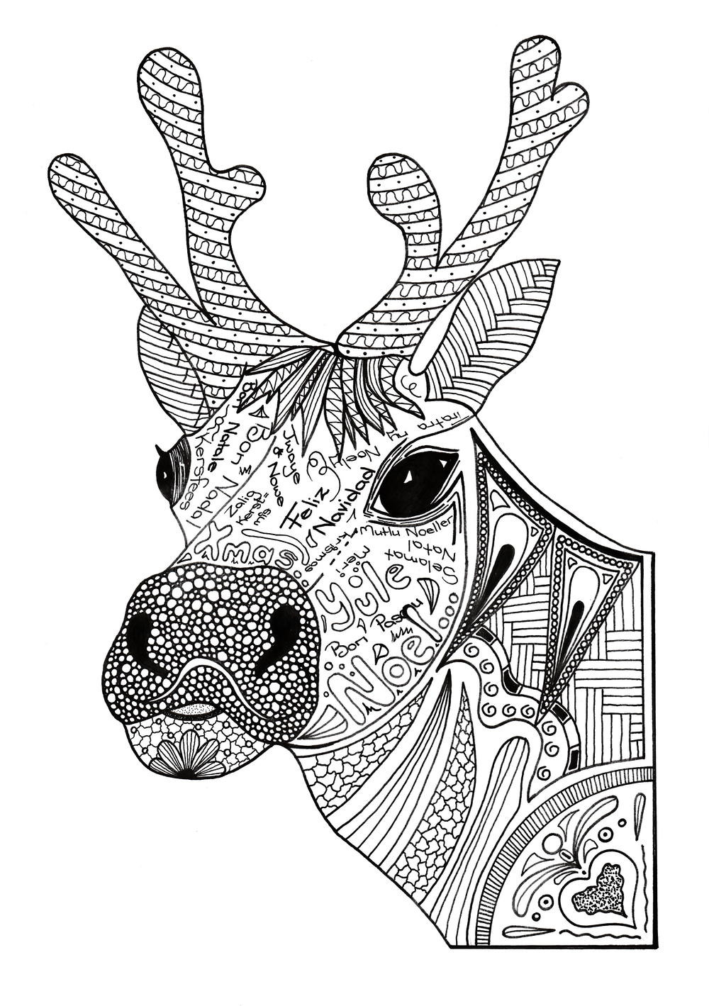 Christmas Coloring Pages Adults
 Christmas Reindeer Adult Coloring Page