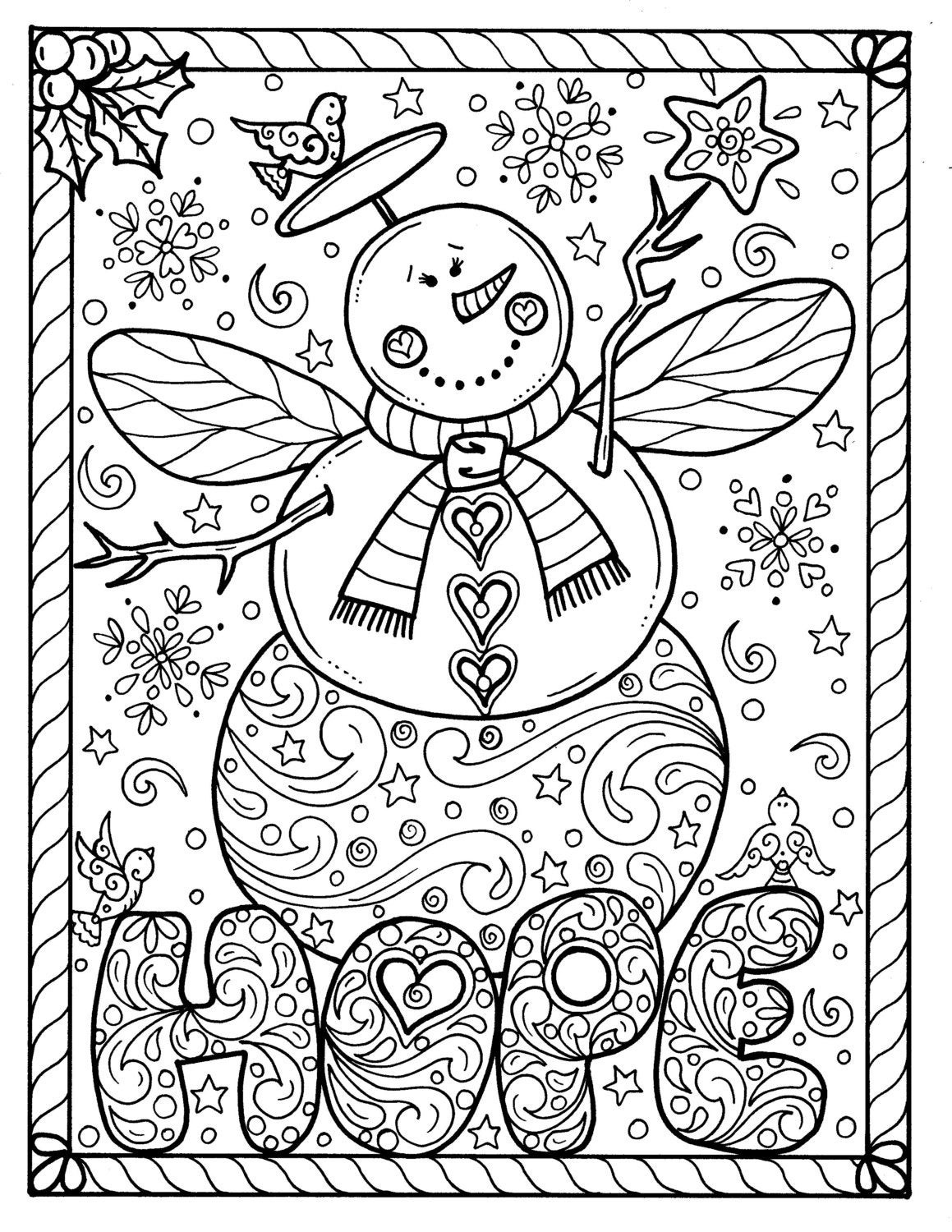 Christmas Coloring Pages Adults
 Snow Angel Instant Christmas Coloring page Holidays