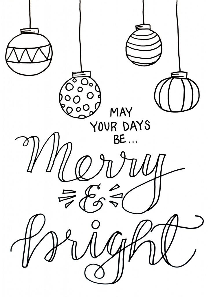 Christmas Coloring Pages Printable
 Merry and Bright Christmas Coloring Page