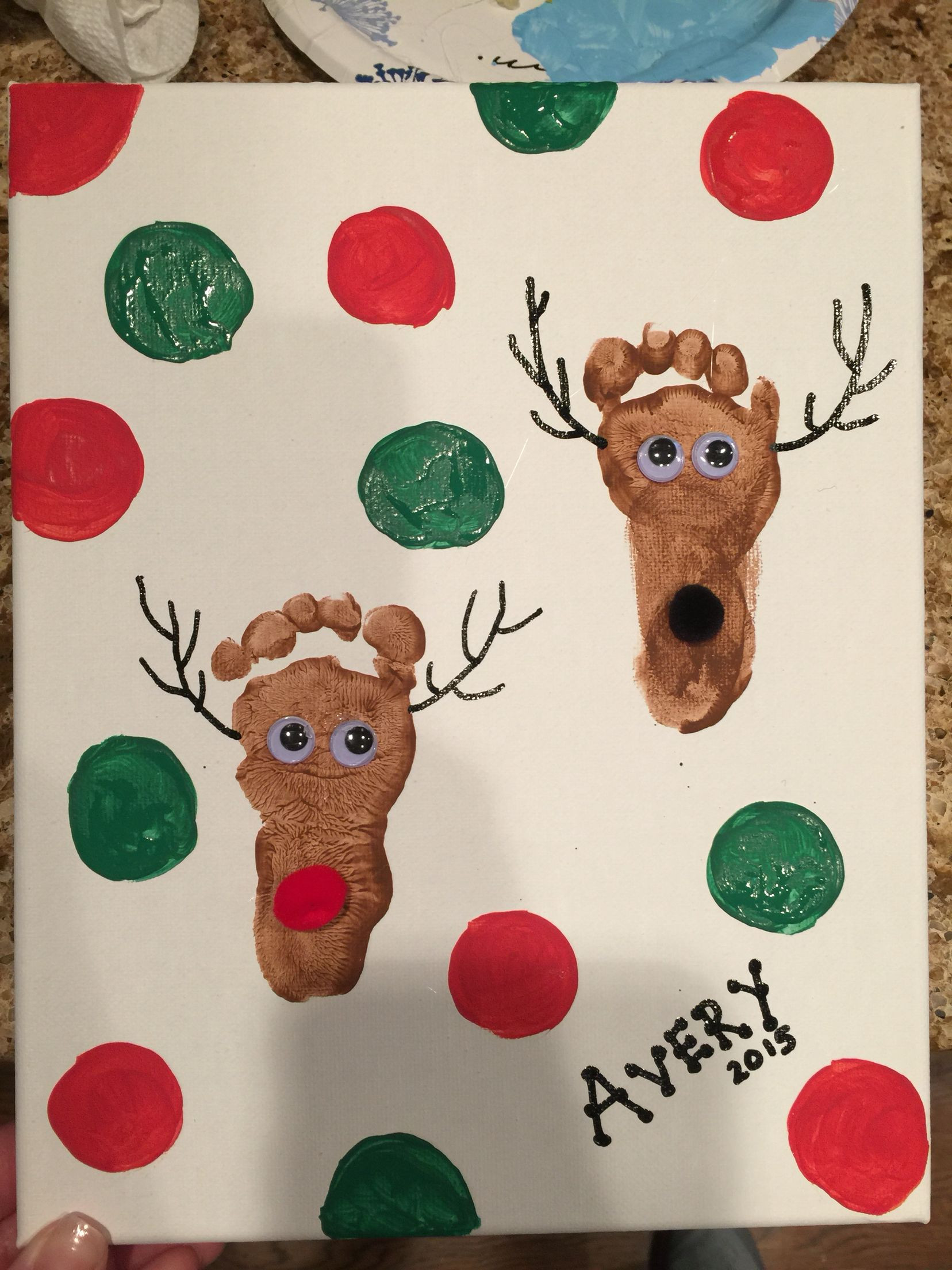 Christmas Crafts For Babies
 Footprint canvas art Christmas