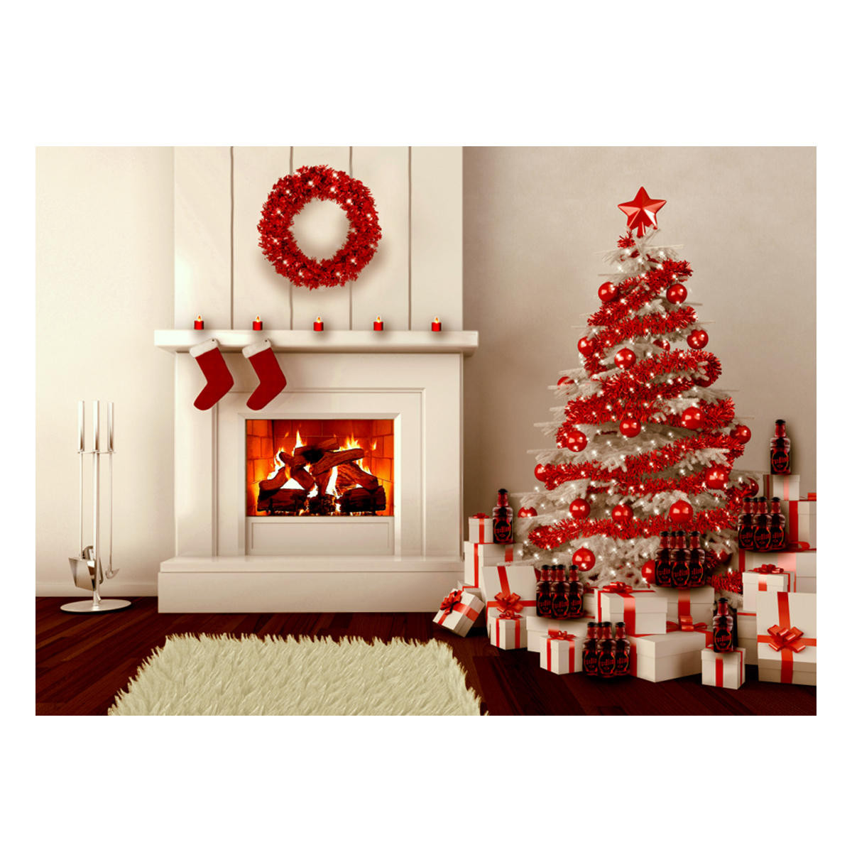 Christmas Fireplace Backdrop
 5x7ft vinyl christmas tree fireplace ts stocking