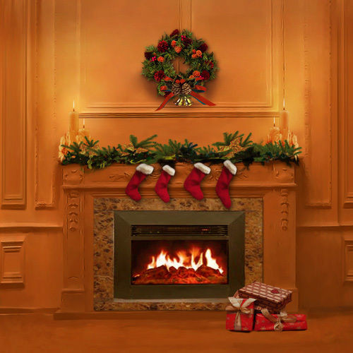 Christmas Fireplace Backdrop
 CHRISTMAS TREE INDOOR FIREPLACE 10x10 CP PHOTO SCENIC