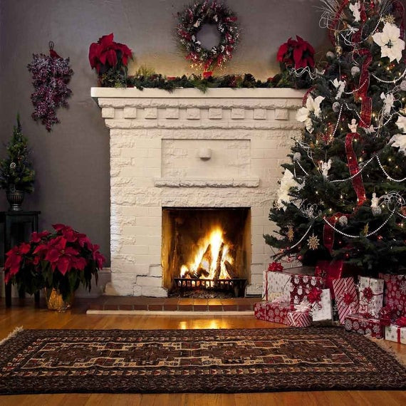 Christmas Fireplace Backdrop
 Christmas Fireplace Backdrop puter Printed graphy
