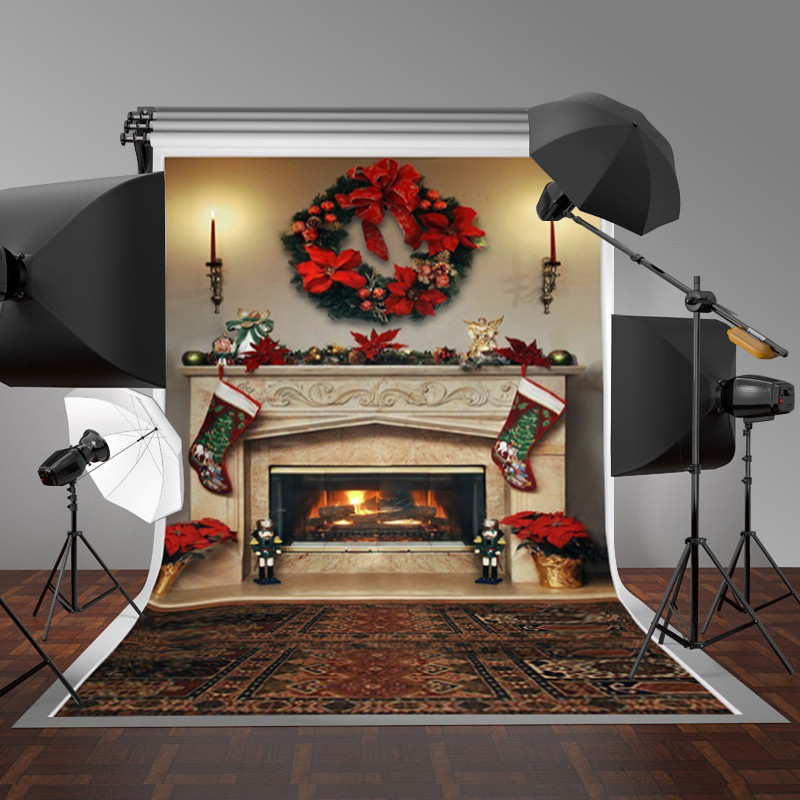 Christmas Fireplace Backdrop
 7x5ft Christmas Fireplace graphy Backdrop Vinyl