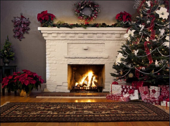 Christmas Fireplace Backdrop
 Items similar to Christmas Backdrop Fireplace Christmas