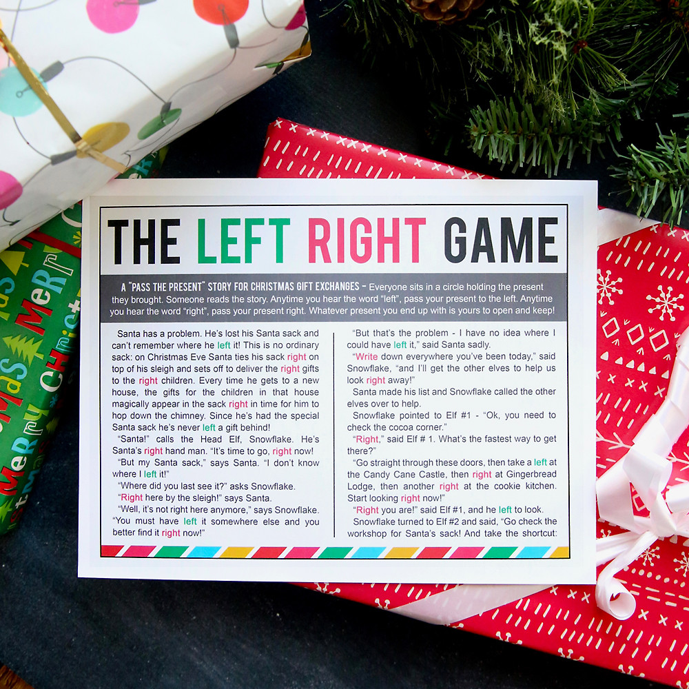 Christmas Gift Exchange Ideas For Kids
 the Christmas left right game w printable story It s