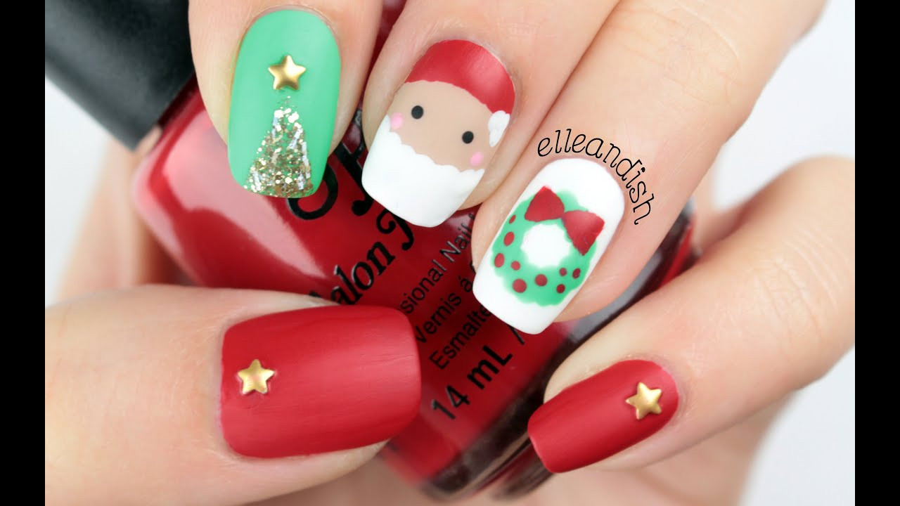 Christmas Nail Art Images
 Freehand Matte Christmas Nails