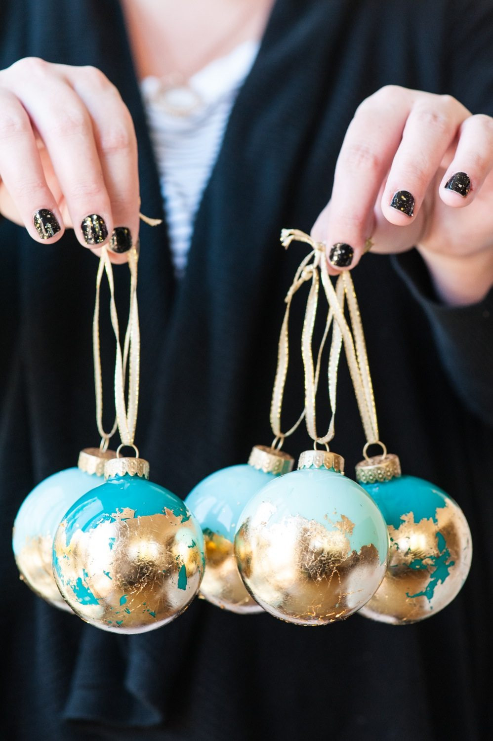 Christmas Ornament DIY Ideas
 DIY Painted Gold Leaf Ornaments The Sweetest Occasion