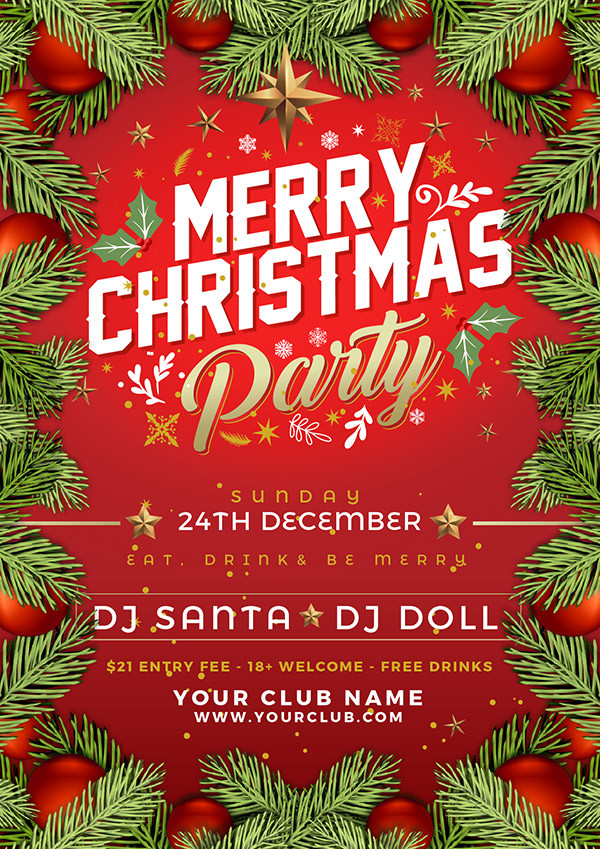 Christmas Party Flyer Ideas
 Free Christmas Party Flyer Poster Design Template 2017