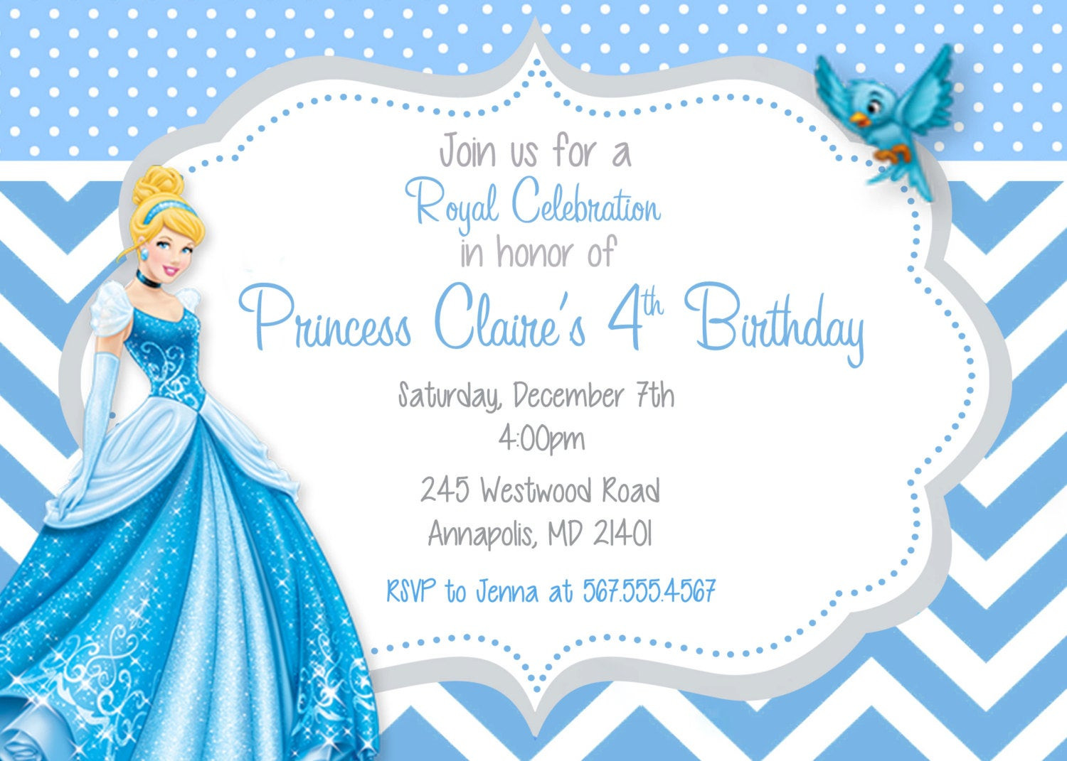 Cinderella Birthday Invitations
 Cinderella Princess Birthday Party Invitation by