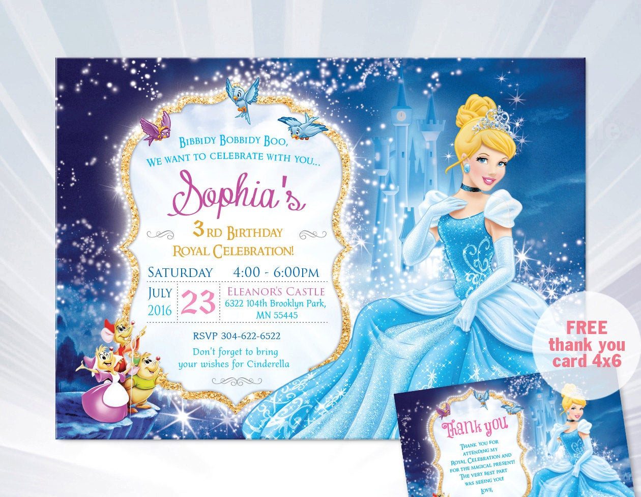 Cinderella Birthday Invitations
 princess cinderella birthday invitation princess by