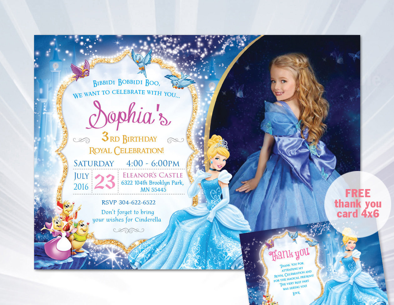 Cinderella Birthday Invitations
 princess Cinderella Invitation Cinderella Birthday