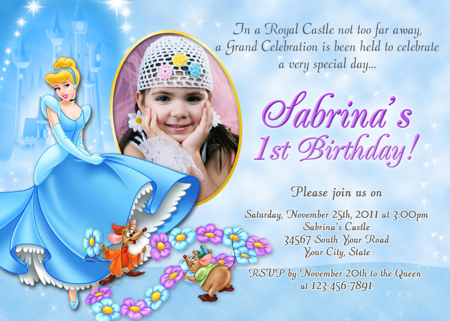 Cinderella Birthday Invitations
 Cinderella Birthday Invitation DIY You PRINT by