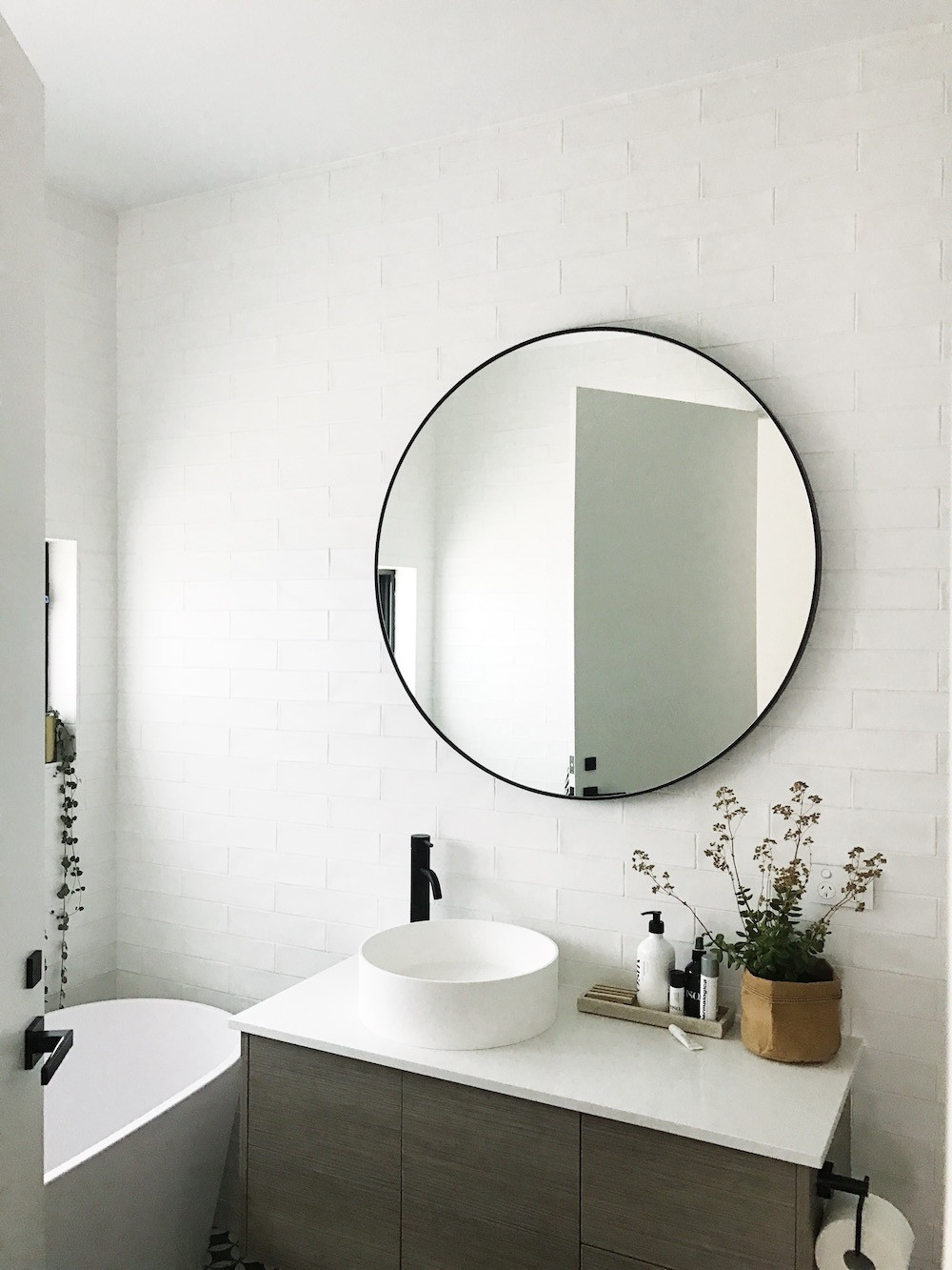 Circular Bathroom Mirror
 Gina s home Black and white bathroom reveal STYLE CURATOR