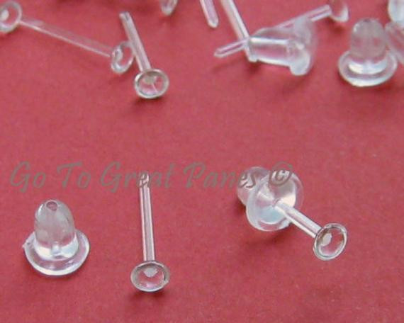 Clear Stud Earrings
 48 Clear Plastic Earring Posts Invisible Earring by