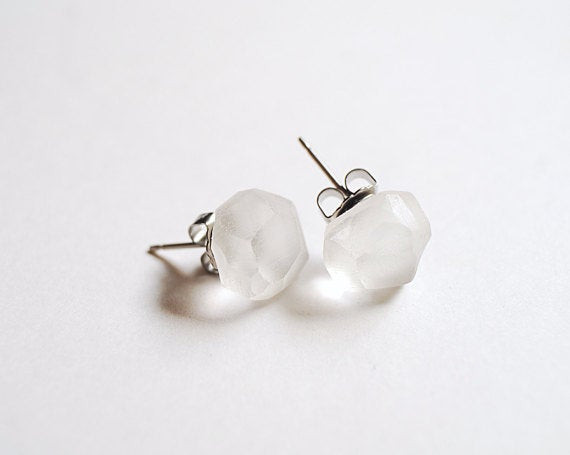 Clear Stud Earrings
 Stud earrings Faceted stud earrings Frosted Clear Glass