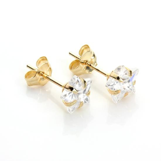 Clear Stud Earrings
 9ct Yellow Gold Clear Crystal 6mm Star Stud Earrings
