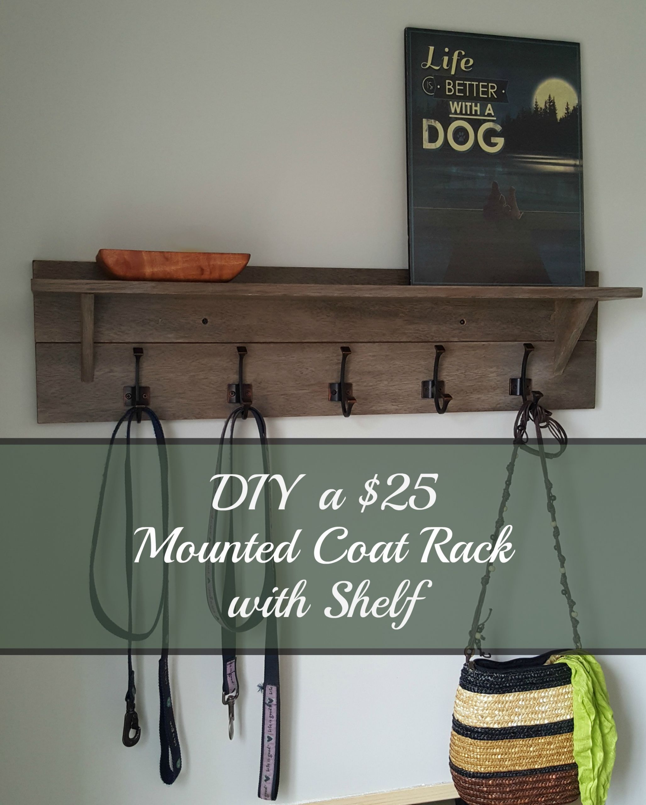 Coat Rack DIY
 Turtles and Tails Wall mounted Coatrack with Shelf DIY