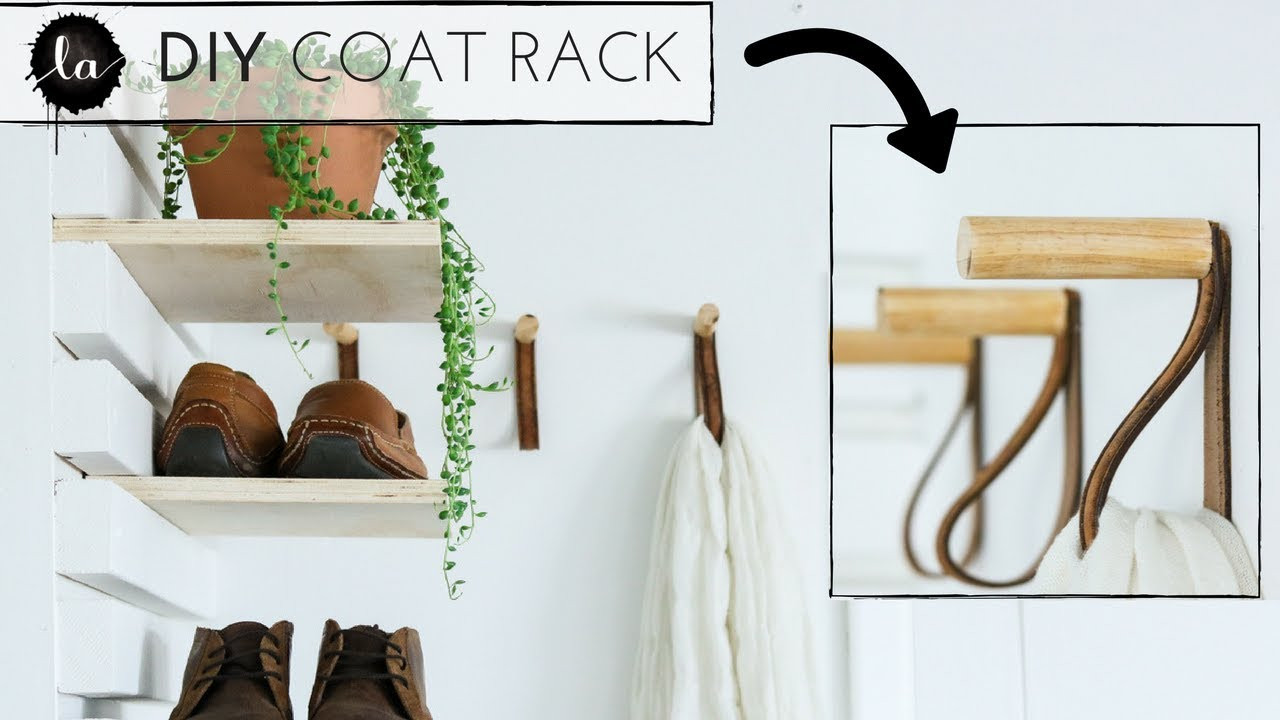 Coat Rack DIY
 DIY Coat Rack Wooden hook Entryway ideas Organization