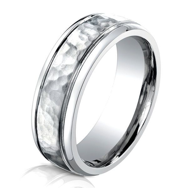 Cobalt Chrome Wedding Bands
 B C Cobalt Chrome Hammered Wedding Ring