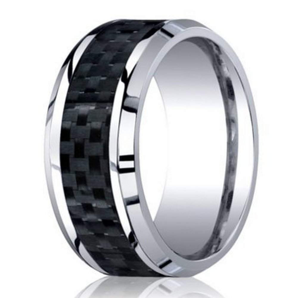 Cobalt Chrome Wedding Bands
 8mm Men s Designer Cobalt Chrome Wedding Ring w Carbon
