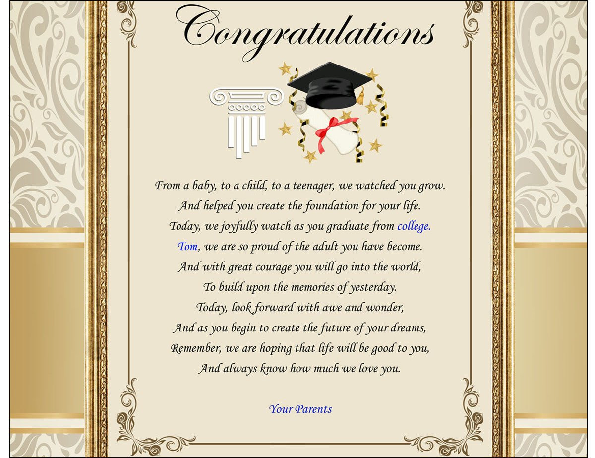 College Graduation Gift Ideas From Parents
 Congratulation College School Graduation Gift Graduate