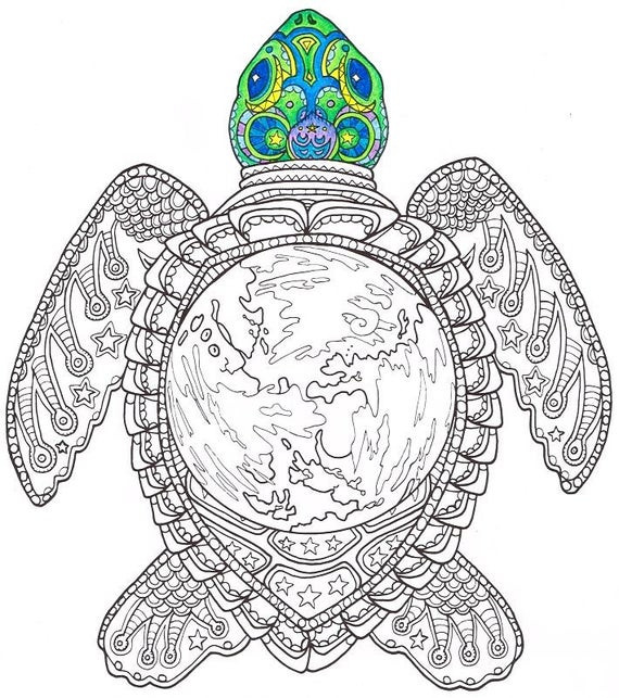 Coloring Book Adults
 Adult Coloring Page World Turtle Printable coloring page