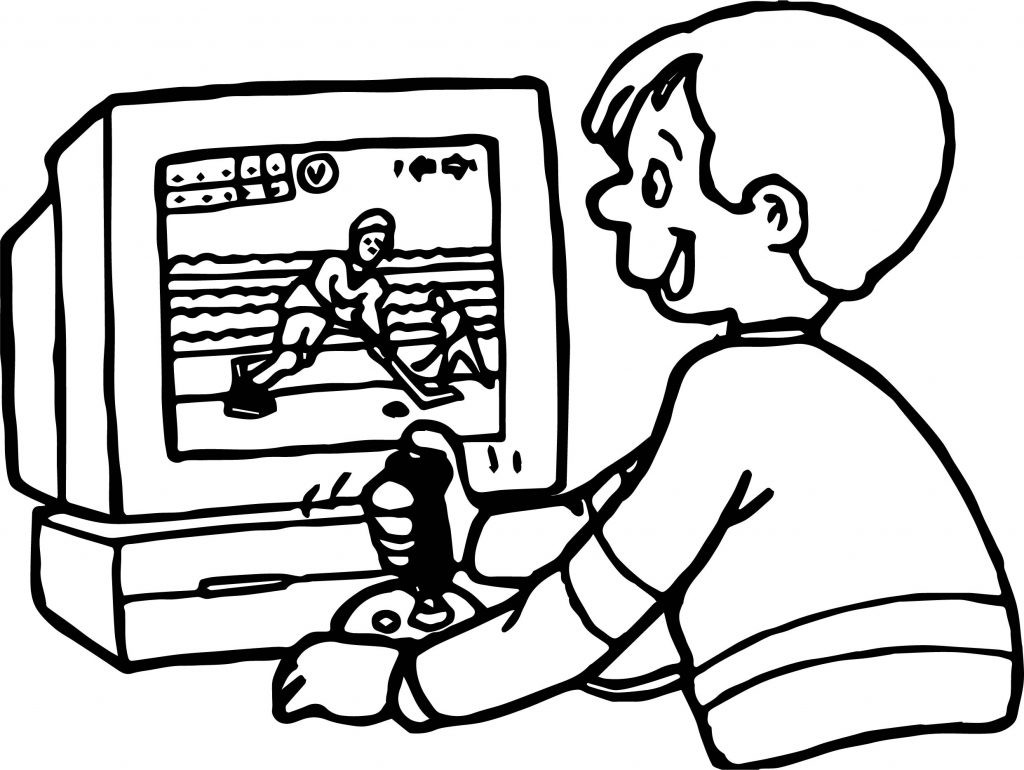 Coloring Book Games For Boys
 Boy Playing puter Games Hockey Coloring Page