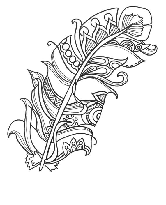 Coloring Books For Adults Printable
 10 Fun and Funky Feather ColoringPages Original Art Coloring
