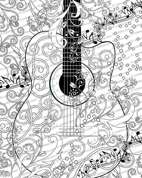 Coloring Books For Adults Printable
 Adult Coloring Page Printable Adult Guitar Coloring Poster