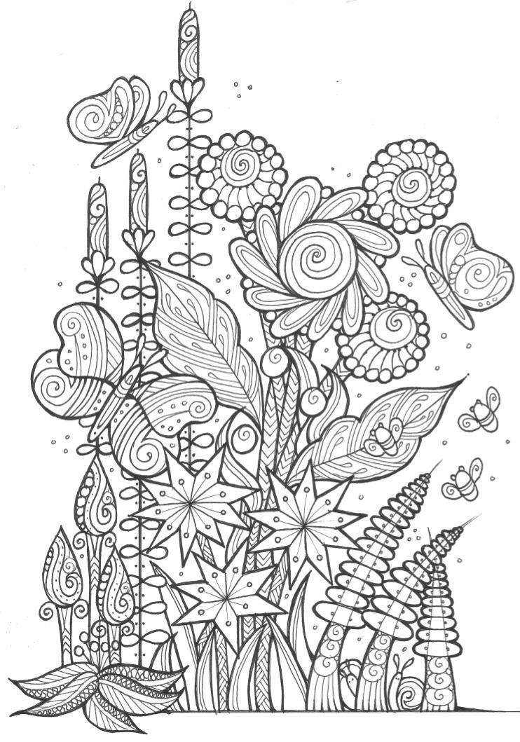 Coloring Books For Adults Printable
 Butterflies and Bees Adult Coloring Page
