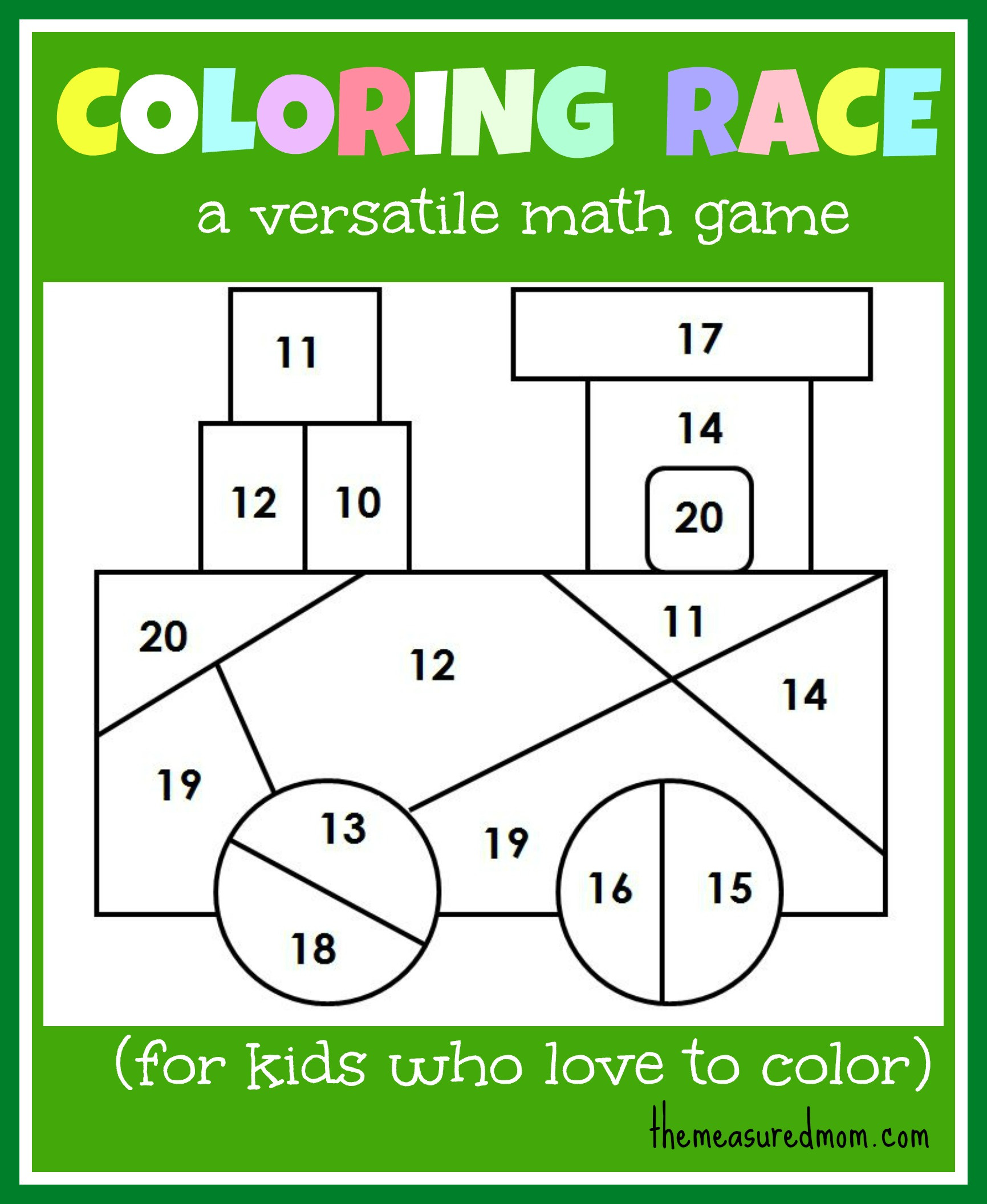 Coloring Games For Kids
 Math game for kids Coloring Race bines math and
