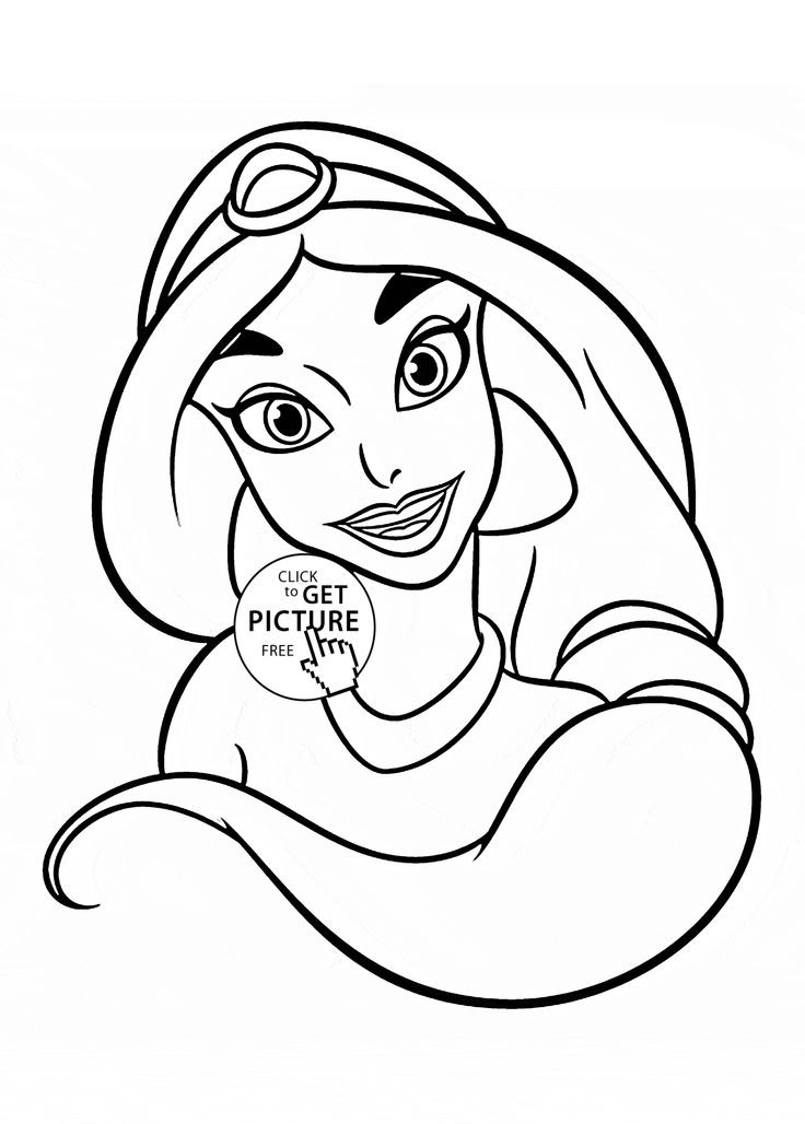 Coloring Pages Disney For Girls
 Disney Princess Jasmine face coloring page for kids