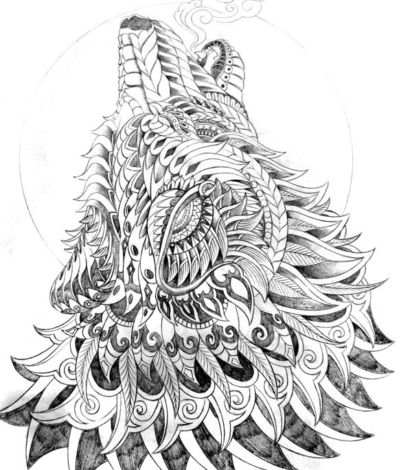 Coloring Pages For Adults Wolf
 Howling Wolf on Behance