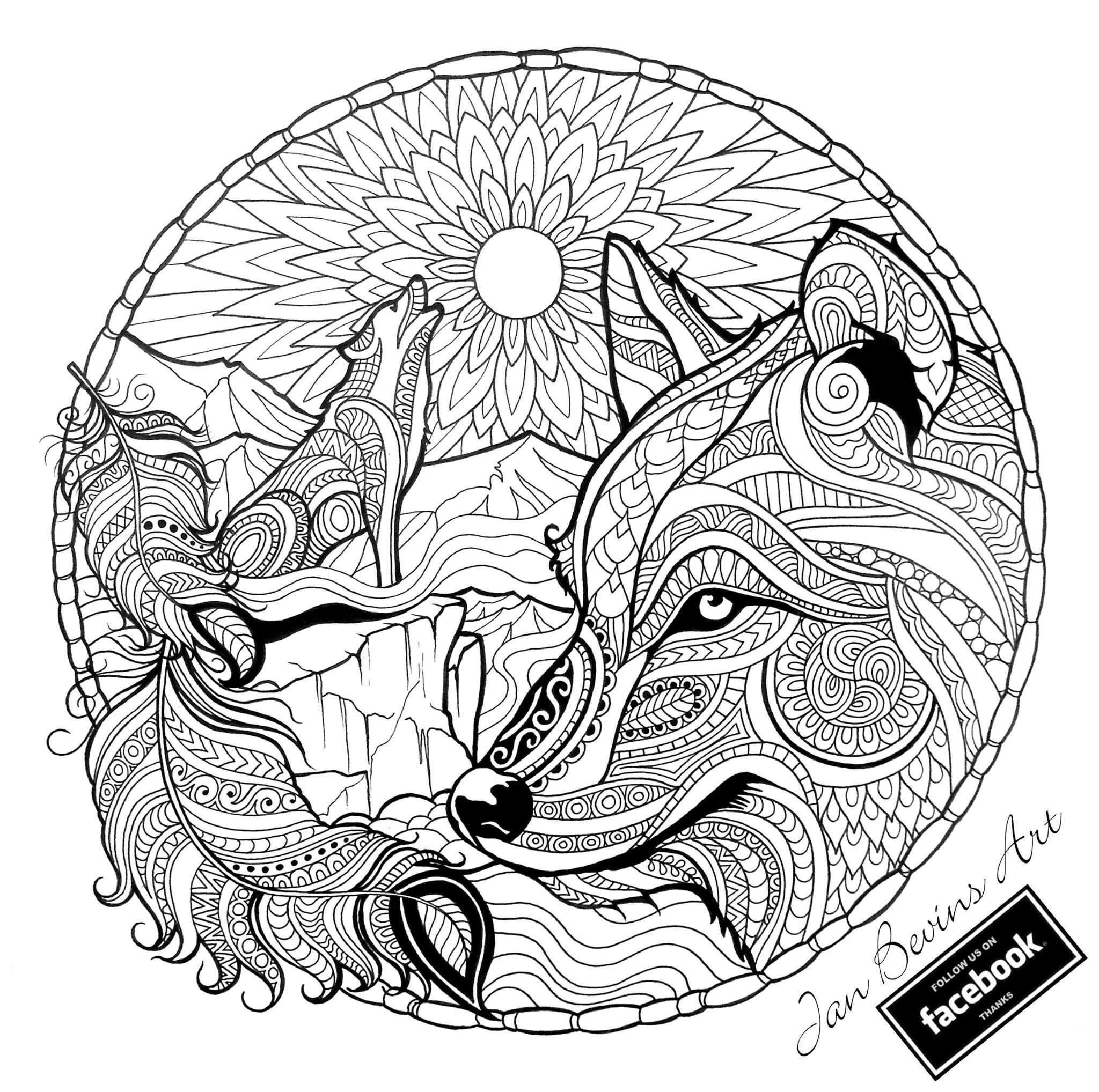 Coloring Pages For Adults Wolf
 Native Wolf coloring Activity Therapy Pinterest
