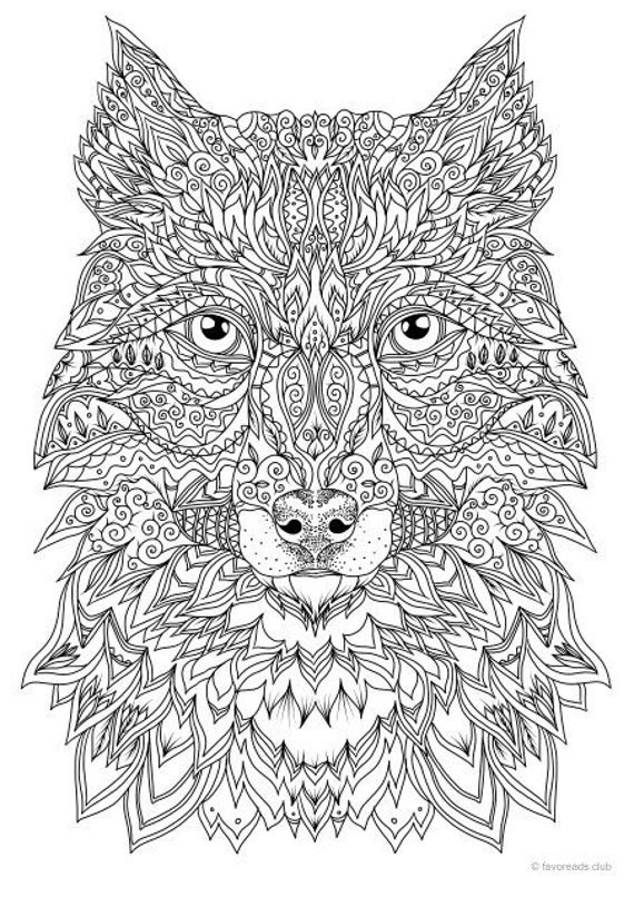 Coloring Pages For Adults Wolf
 Fantasy Wolf Printable Adult Coloring Page from Favoreads