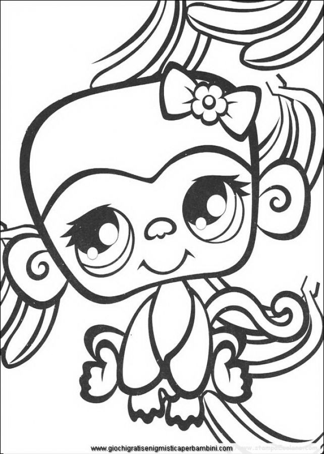 Coloring Pages For Girls Animals
 Littlest Pet Shop girly monkey cute coloring pages free to