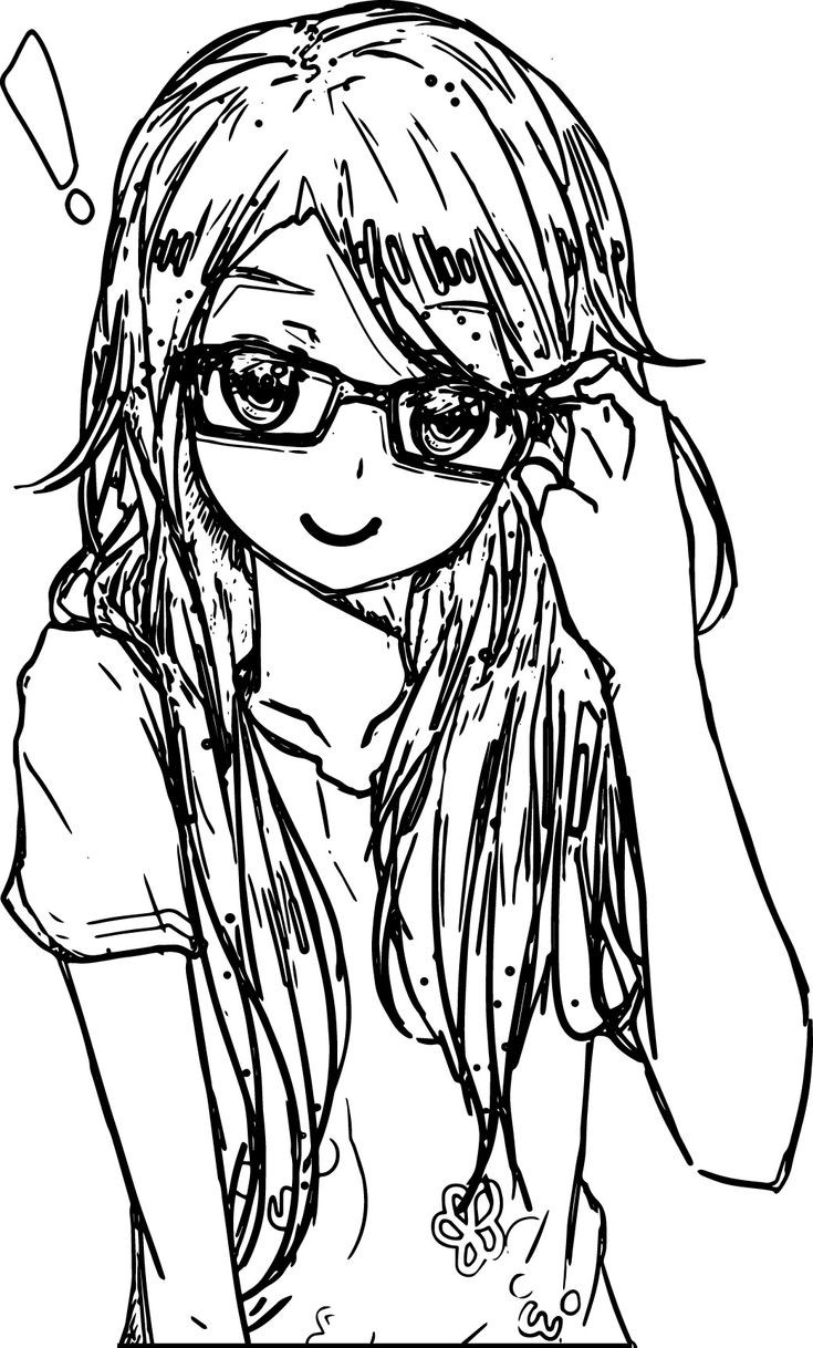 Coloring Pages For Girls Anime
 awesome Anime Art Girl Glasses Coloring Page